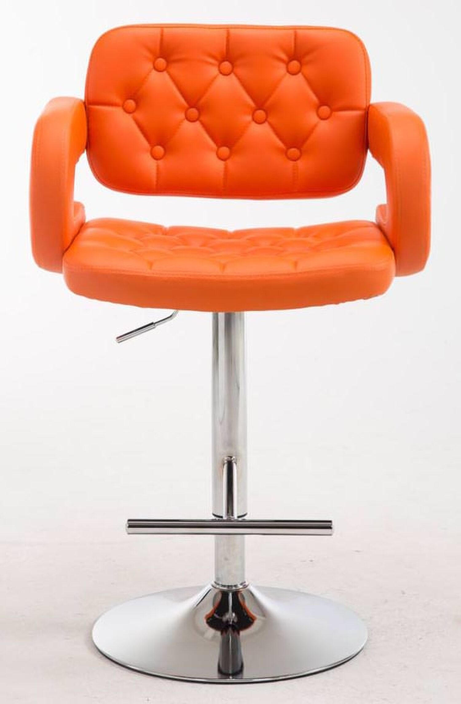 BARHOCKER Dubai, 2er Set, Gestell Metall in Chromoptik, Kunstleder Orange - Chromfarben/Orange, Kunststoff/Textil (52/100/55cm) - TPFLiving