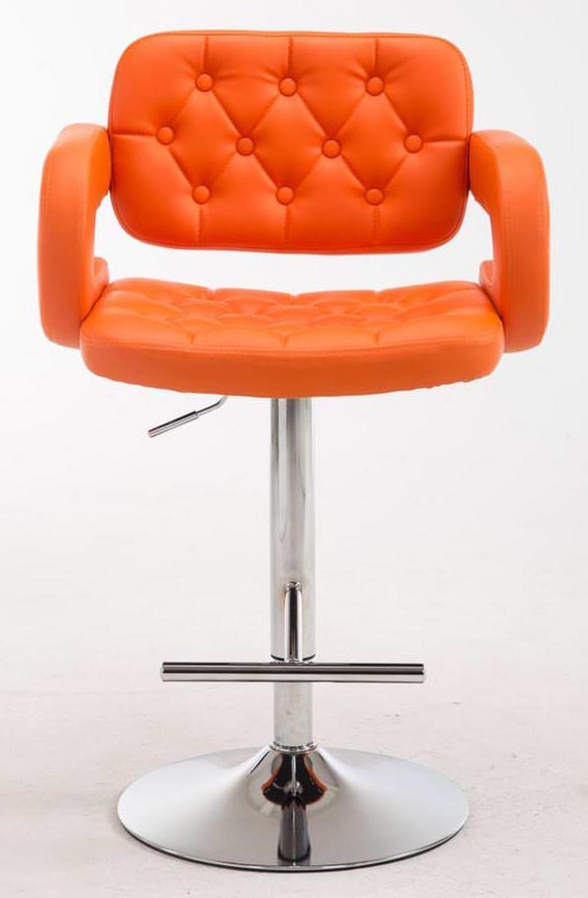 BARHOCKER Dubai, 2er Set, Gestell Metall in Chromoptik, Kunstleder Orange - Chromfarben/Orange, Kunststoff/Textil (52/100/55cm) - TPFLiving