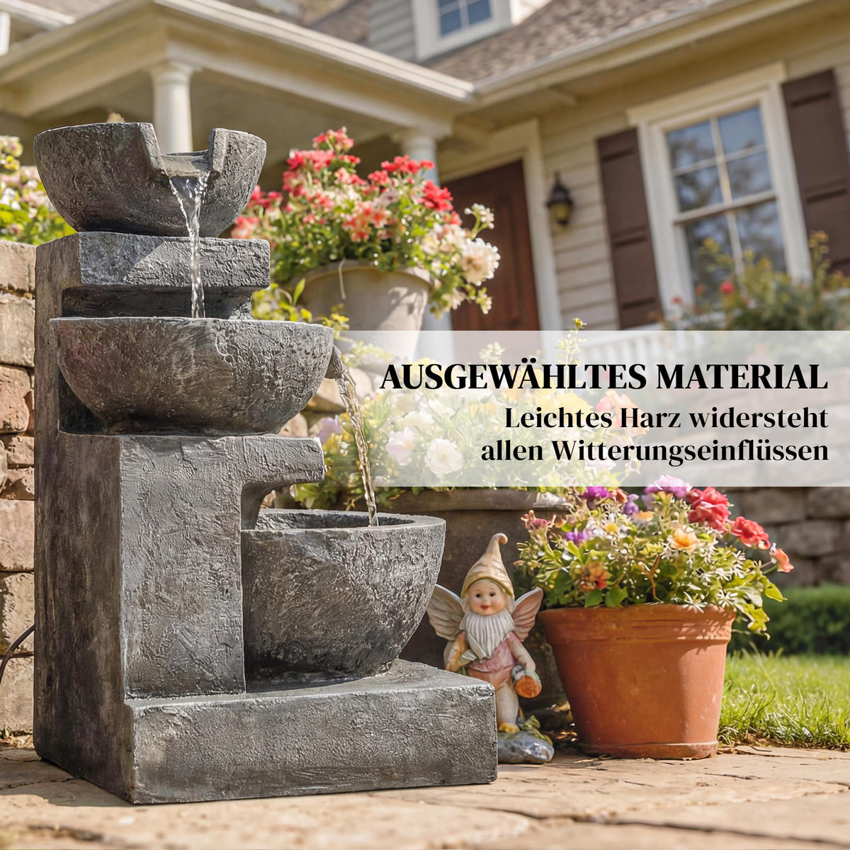 GARTENBRUNNEN Harz Mehrfarbig - Multicolor, Kunststoff (40/37/61cm) - Outsunny