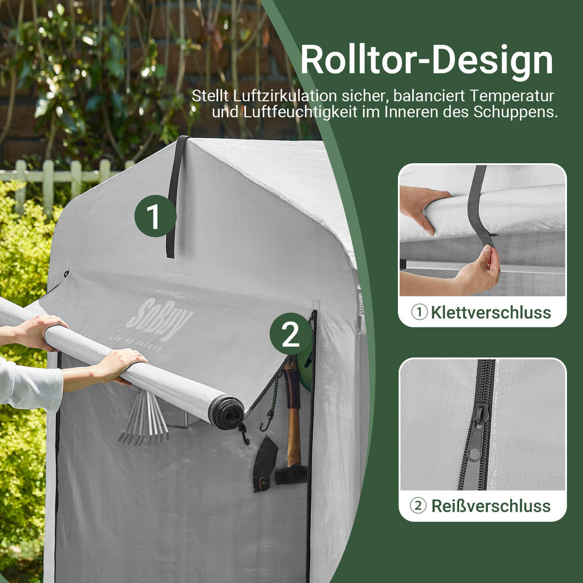 CYKELGARAGE Grå 165x219x159cm - Silverfärgad, Plast (159/165/219cm) - SoBuy