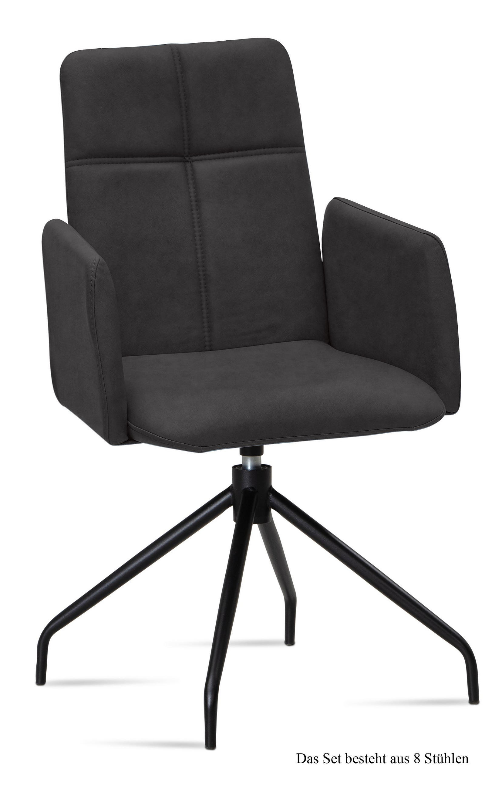 ARMLEHNSTUHL drehbar (8er-Set) Doanna 52x92x60 Schwarz/Anthrazit - Anthrazit/Schwarz, Kunststoff (60/92/52cm) - 58aufmkessel