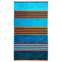 STRANDTUCH Frottee Velours Jacquard Ziseliert Fiorito 90x170 340g/m² - Blau, Textil (90/170cm) - LE COMPTOIR DE LA PLAGE