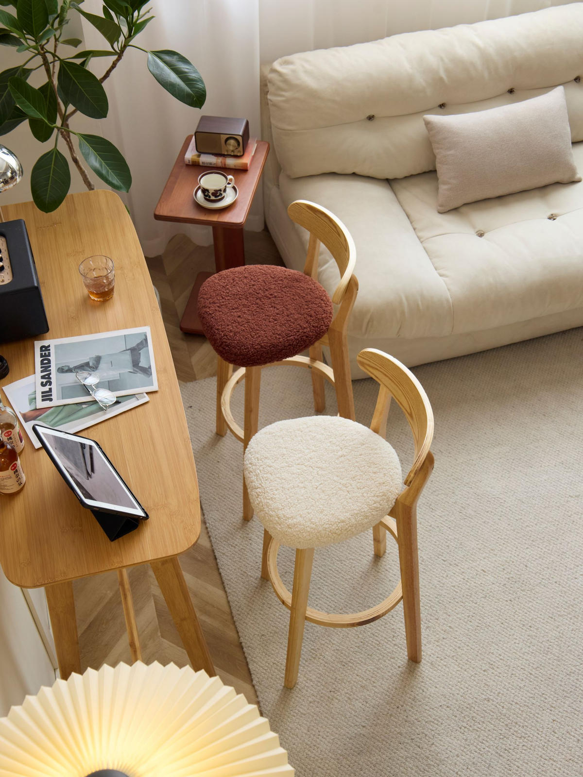 BARHOCKER 2er-Set Stoff Terrakotta - Rot, Textil (38/92/42cm) - Nordlys