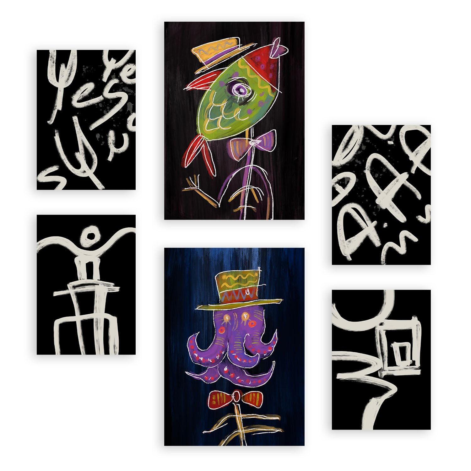 POSTER Set Mit 6 Aufsichtsfang 1 In Tiere Zusammenfassungen A3 & A4 Rahmenlos - Klar, Papier (29/3cm) - Nacnic