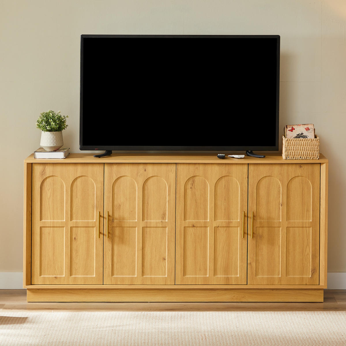 KOMODA 169/40/80 cm z nastavljivimi policami, zaščito proti prevrnitvi in MDF izdelavo, Naravna - naravne barve, leseni material (169/80/40cm) - Redom