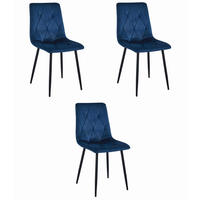 ESSZIMMERSTUHL 3er Set Marineblaues Velours, Gepolsterte Sitzfläche, Modernes Design - Blau, Textil (51/86/56cm) - Best For Home