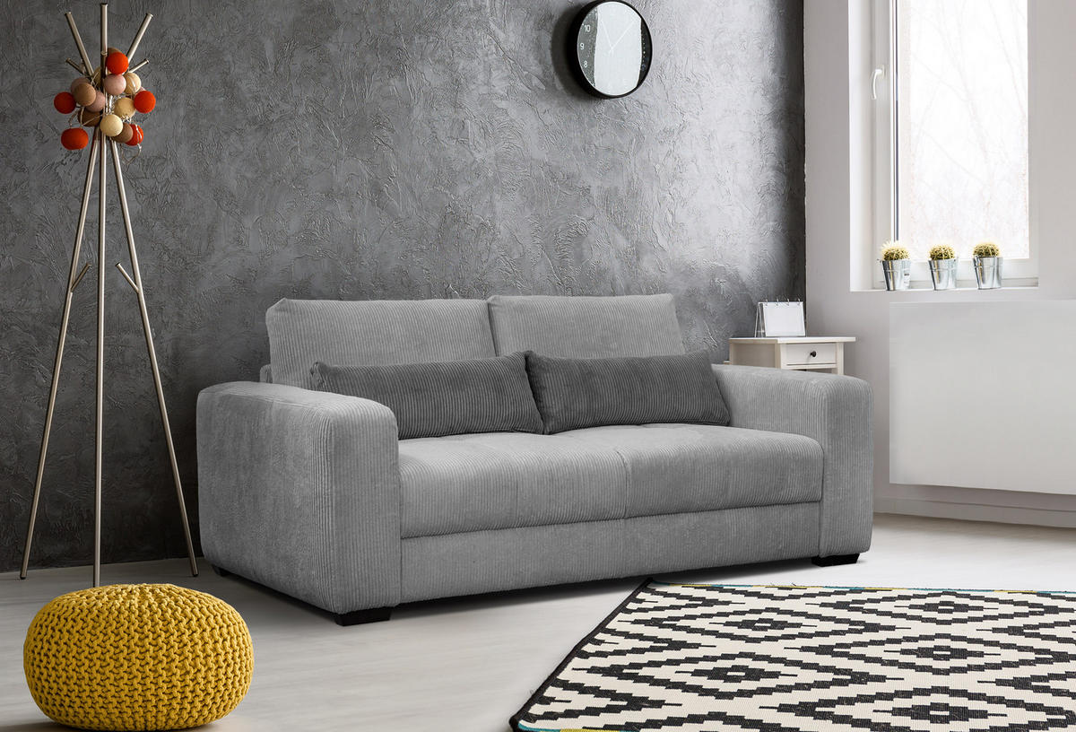 SOFA OLI 3-Sitzer, hellgrau - Hellgrau, Holz/Textil (208/91/108cm) - Courtois Laville