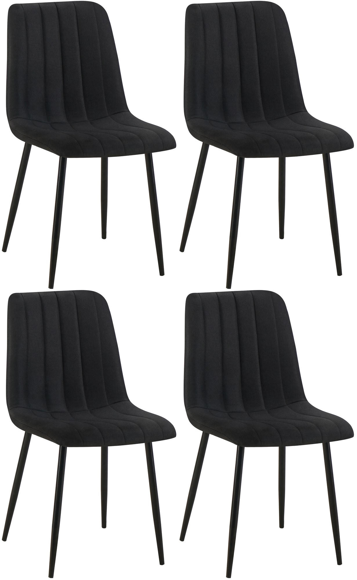 STUHL 4er Set Stoff Schwarz - Schwarz, Textil/Metall (45/88/53cm) - CLP