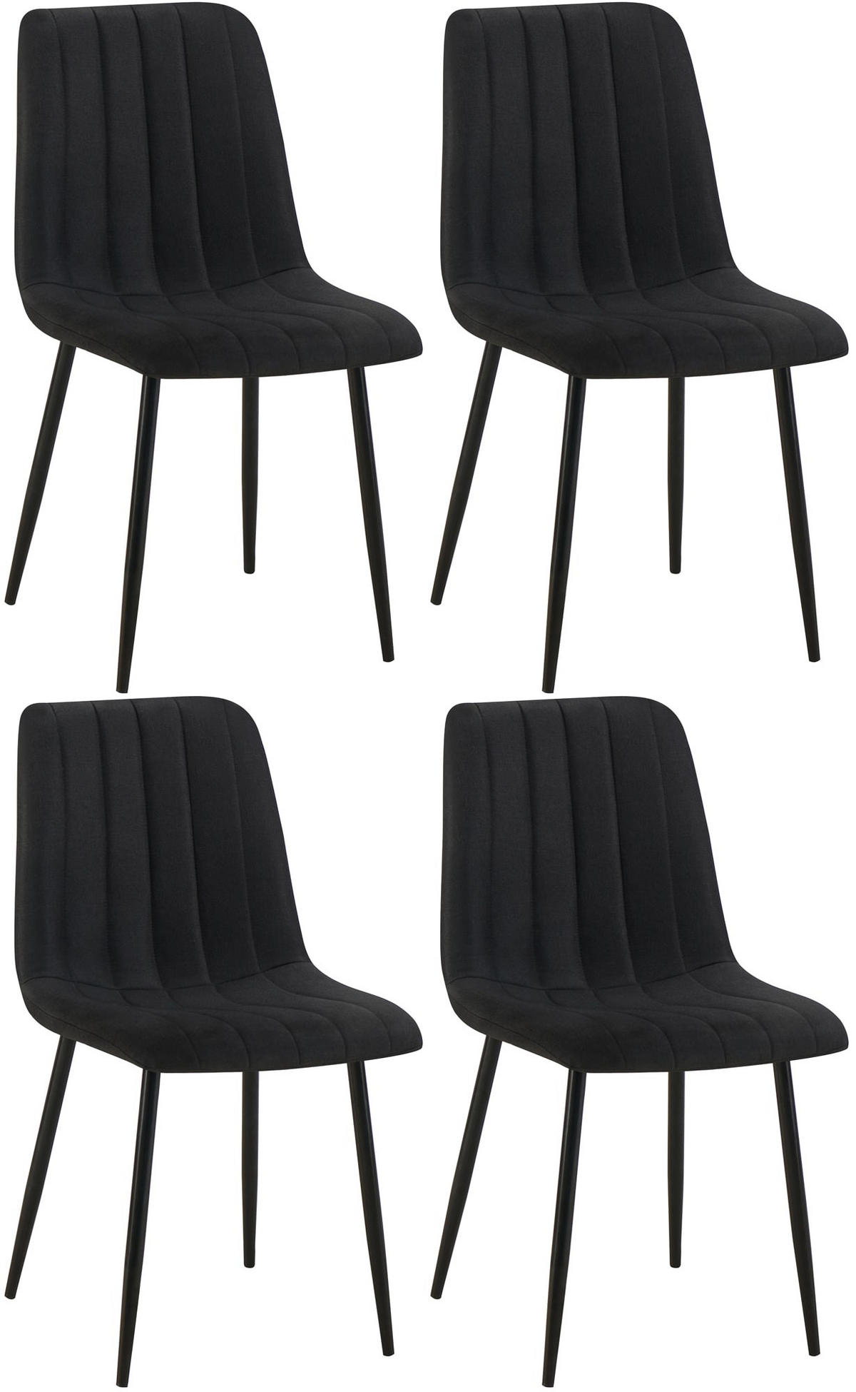 STUHL 4er Set Stoff Schwarz - Schwarz, Textil/Metall (45/88/53cm) - CLP