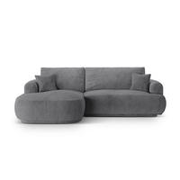 SCHLAFSOFA modular mit Bettkasten links Ella aus strukturiertem Stoff grau 5 Sitzplätze - Grau, Textil (174/271cm) - Micadoni