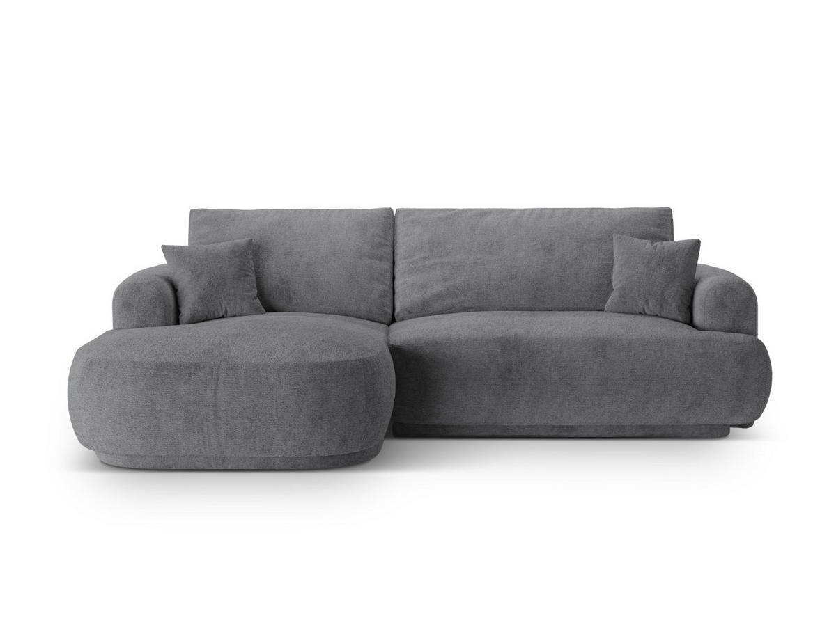 SCHLAFSOFA modular mit Bettkasten links Ella aus strukturiertem Stoff grau 5 Sitzplätze - Grau, Textil (174/271cm) - Micadoni
