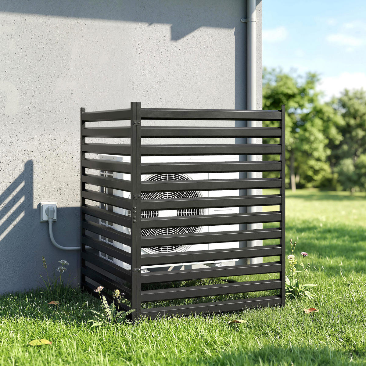 GARTENZAUN Stahl Schwarz - Schwarz, Metall (6.5/91cm) - Outsunny