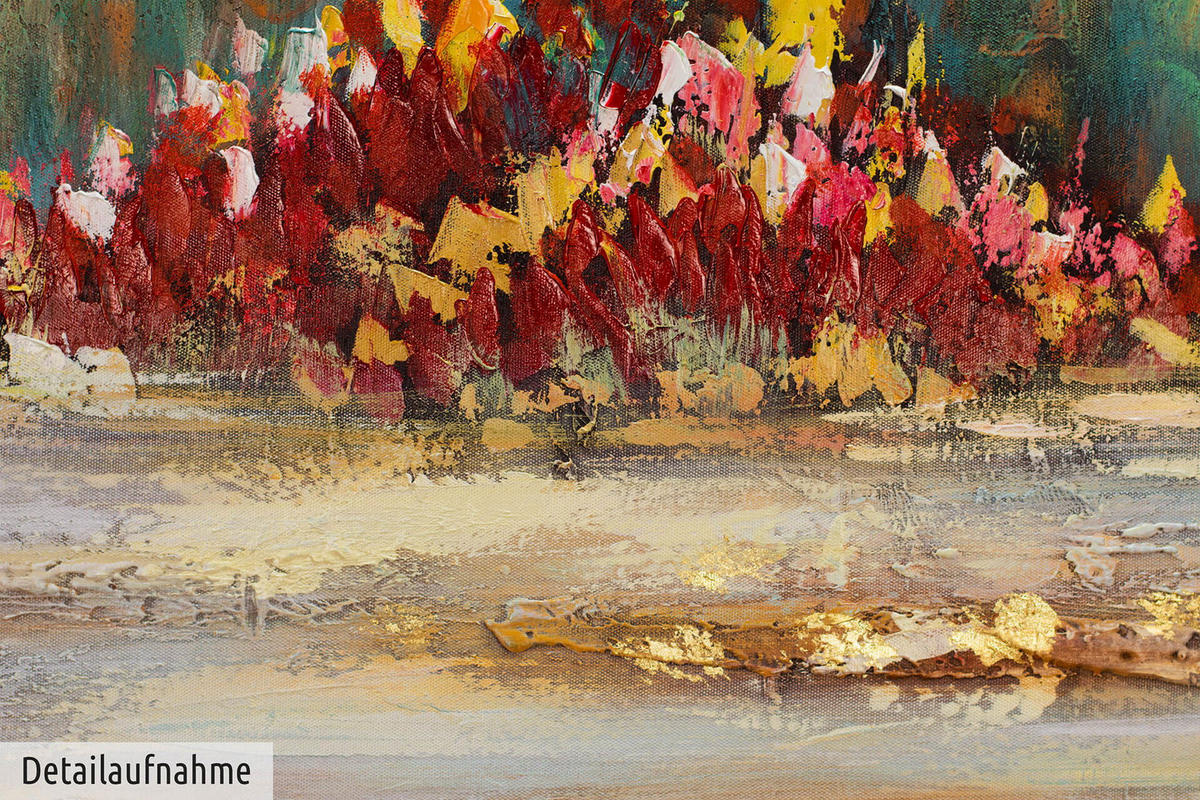ACRYLBILD HANDGEMALT 120/60 cm - Blau/Rot, Holz/Textil (1.78/60cm) - KUNSTLOFT