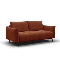 SOFA AERA 2,5-Sitzer, orange - Schwarz/Orange, Holz/Textil (187/89/96cm) - Courtois Laville