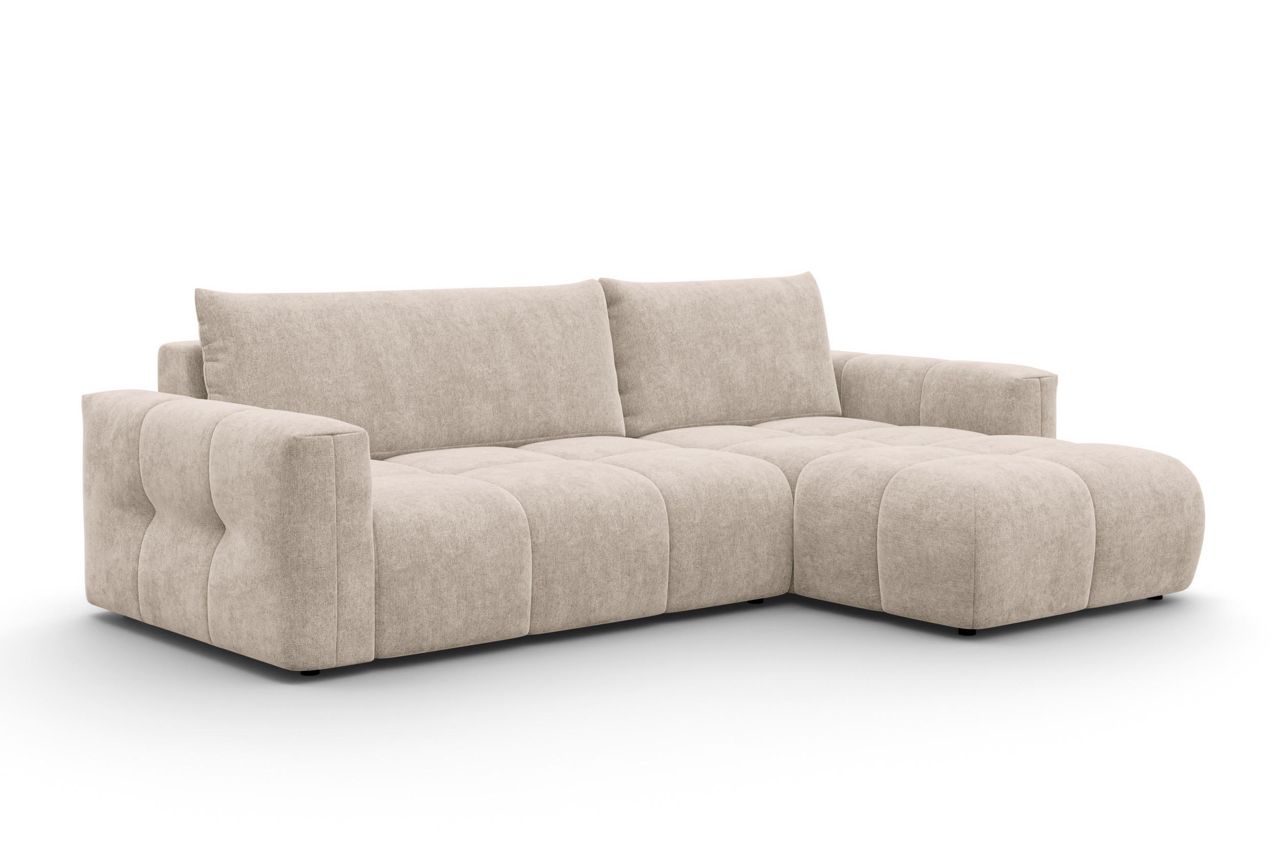 ECKSOFA VERONA 4-Sitzer rechts, Beige - Beige/Schwarz, Holz/Textil (266/173cm) - Courtois Laville