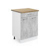 KÜCHENUNTERSCHRANK R-Line Beton 60 cm mit Schublade, AP Eiche - Schieferfarben/Weiß, Holzwerkstoff (60/81.6/60cm) - Vicco