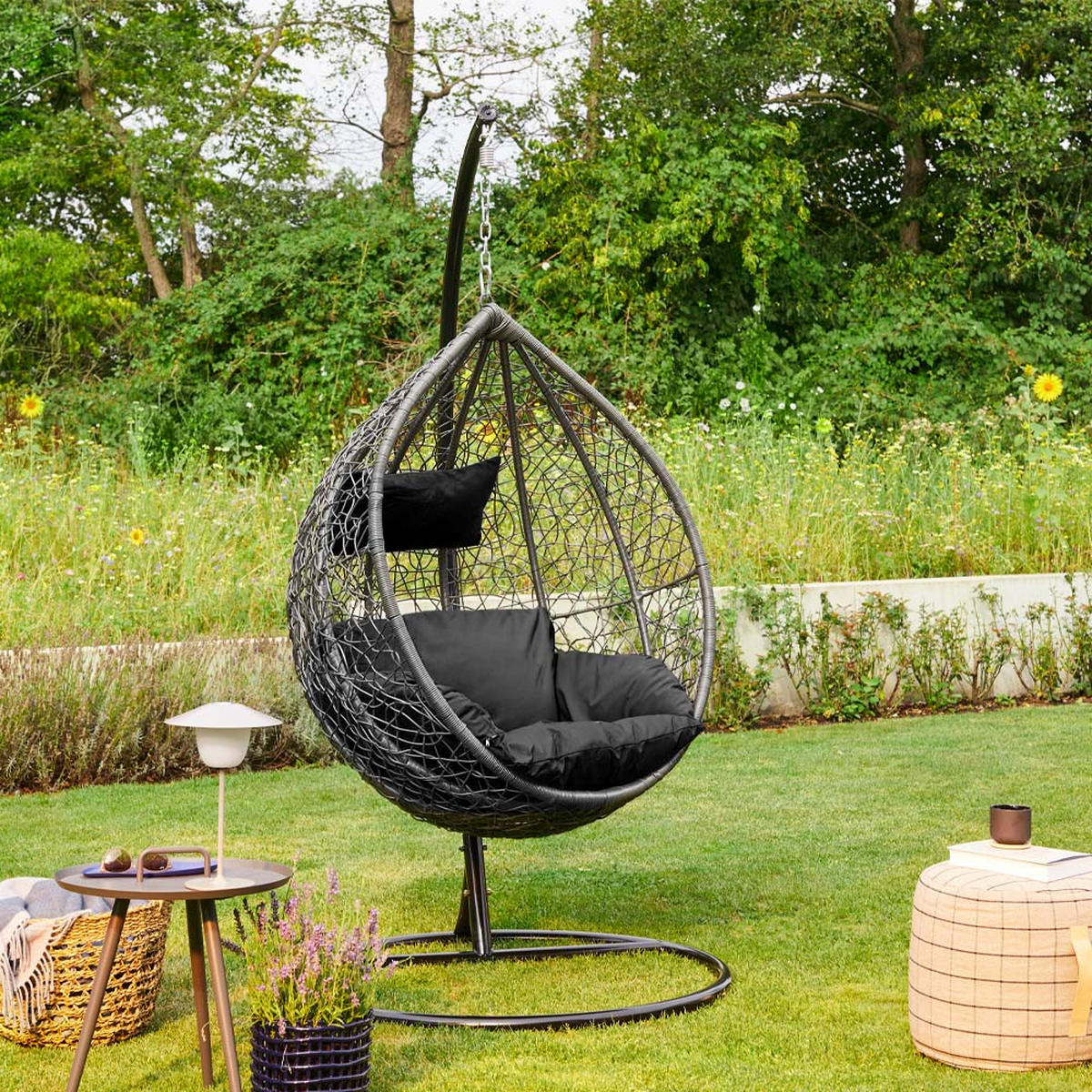 HÄNGESESSEL CIELO - Schwarz, Pure - Schwarz, Kunststoff (104/200/104cm) - Home Deluxe