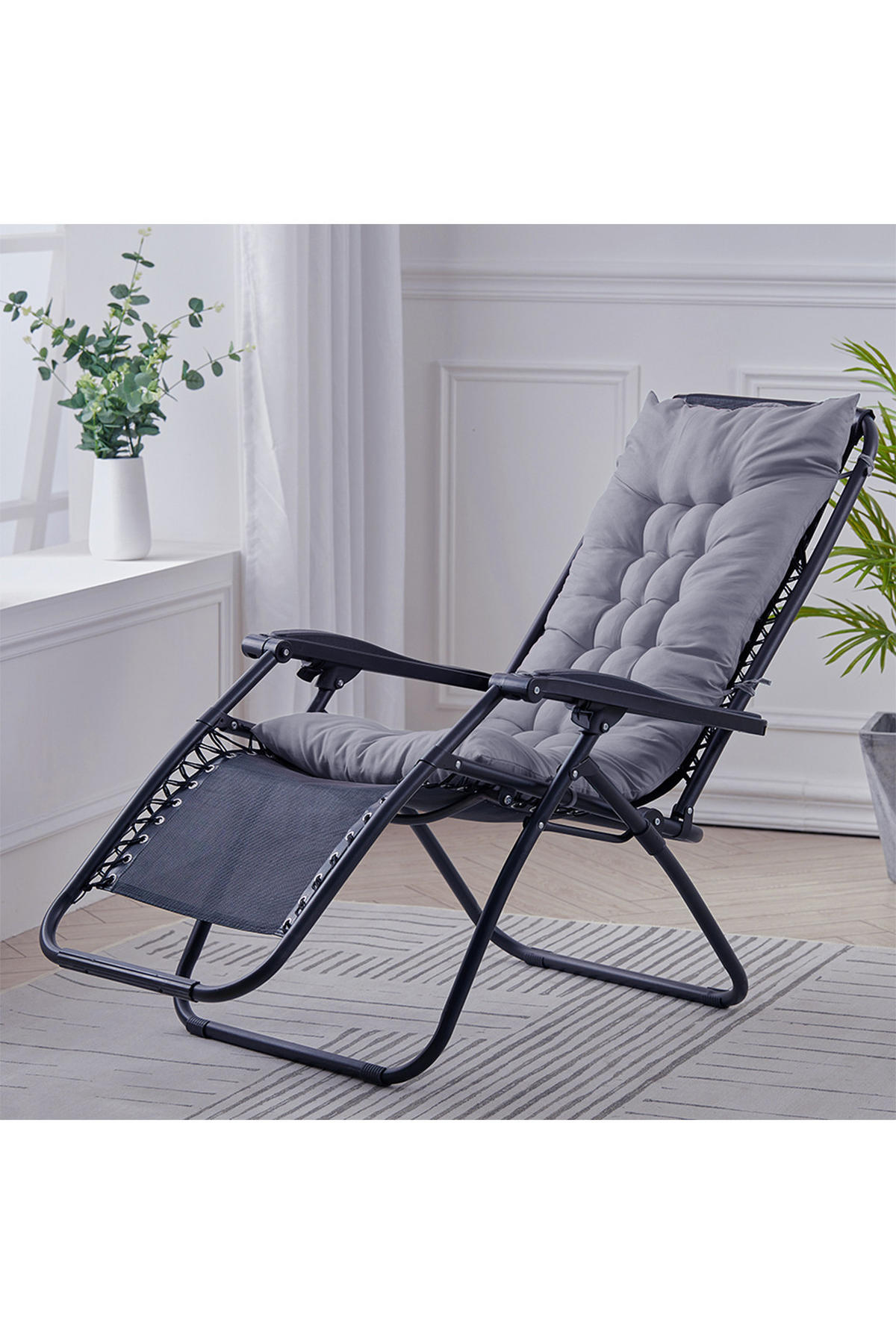 LIEGESTUHLKISSEN aus Baumwollmischung in Grau Dickes weiches und bequemes für den Außenbereich 48 x 125 cm - Grau, Textil (48/125cm) - Livingandhome
