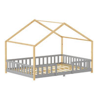 HAUSBETT Treviolo - Hellgrau/Naturfarben, Holz (120/200cm) - [en.casa]