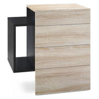 NACHTTISCH Queens Front in Eiche sägerau - Eiche San Remo, Holzwerkstoff (60/63/36cm) - Vladon