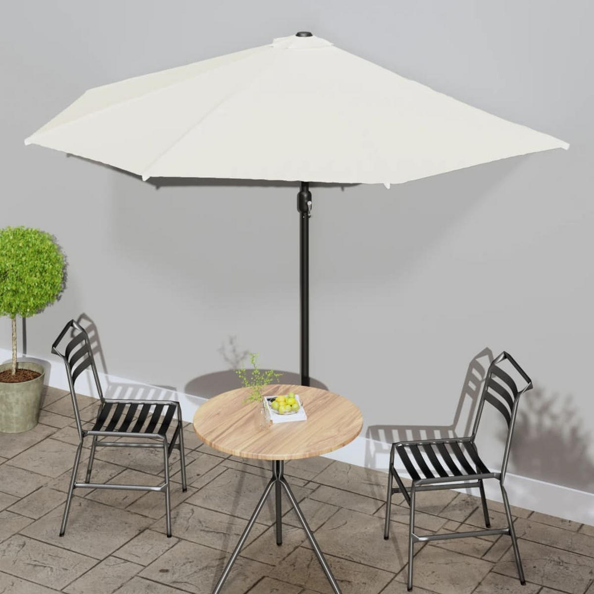 BALKON-SONNENSCHIRM mit Alu-Mast Sandfarben 300x155 cm Halbrund - Beige, Textil (155/300cm) - furnicato