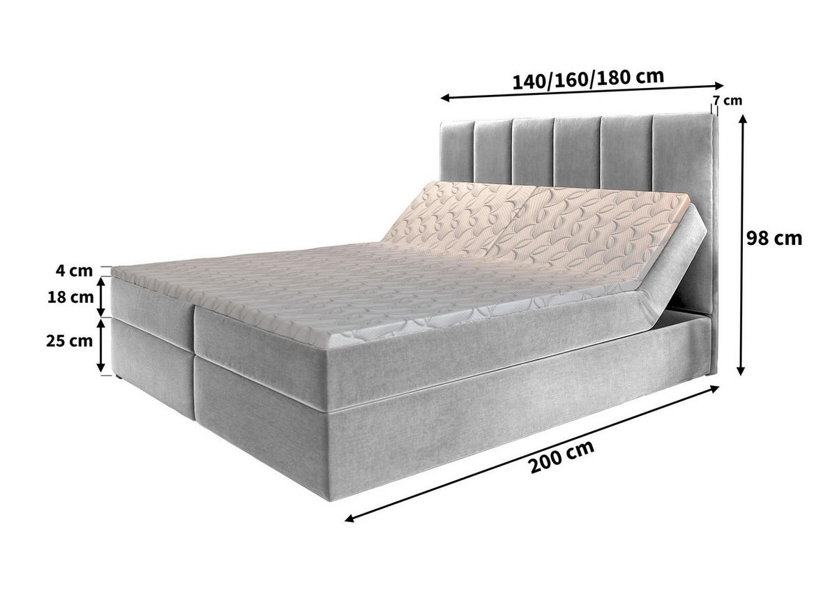 BOXBETT BARINO 140x200 cm mit Matratze und Topper - Schwarz - Schwarz, Holz (140/200cm) - MASSENO