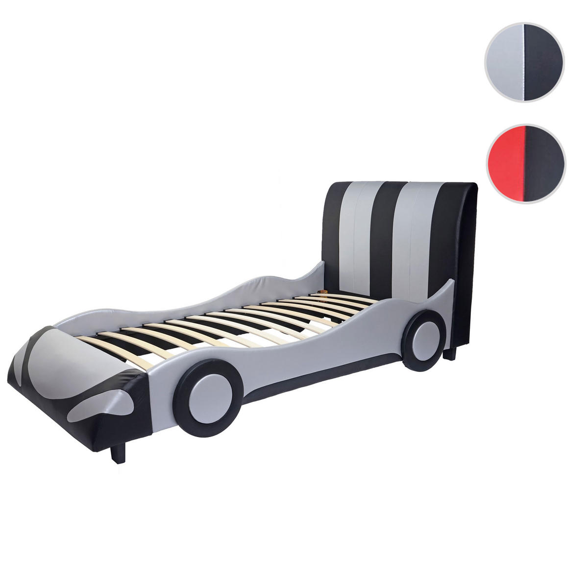 BETT AUTO Schwarz, Silber - Silberfarben/Schwarz, Holz (114/103/237cm) - MCW