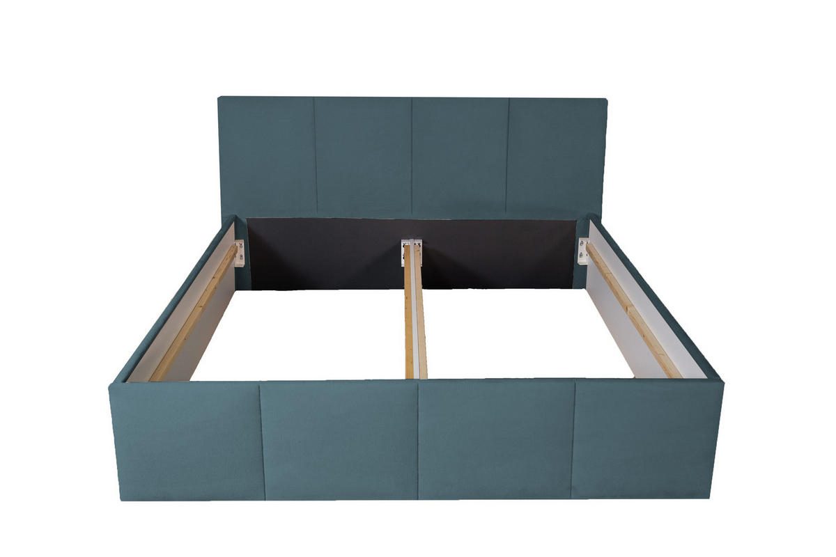 POLSTERBETT Dalas Blau 120 x 200 x 40 cm Stauraum ohne hydraulische Funktion Mit hochwertiger Matratze H2 (bis 100 kg) und Lattenrost - Blau, Holz (120/200cm) - Halmon Schlafkomfort Betten 