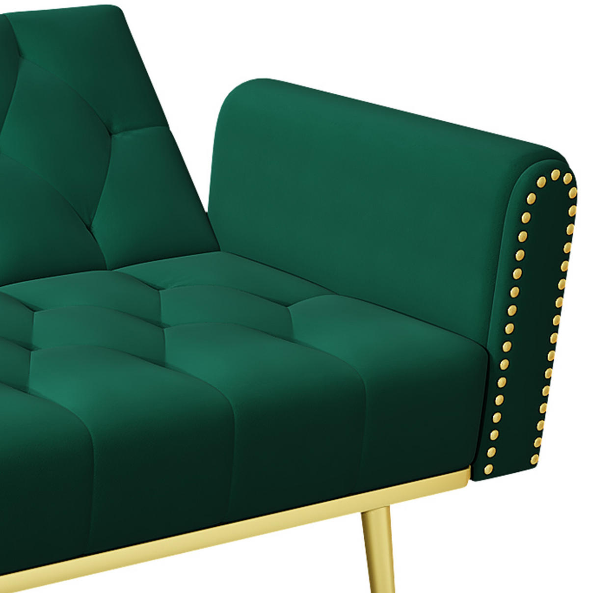 SCHLAFSOFA mit Liegefunktion 175 x 80 cm Samt Grün mit 2 Kissen - Grün, Holzwerkstoff (175/73.5/80cm) - Meubliv