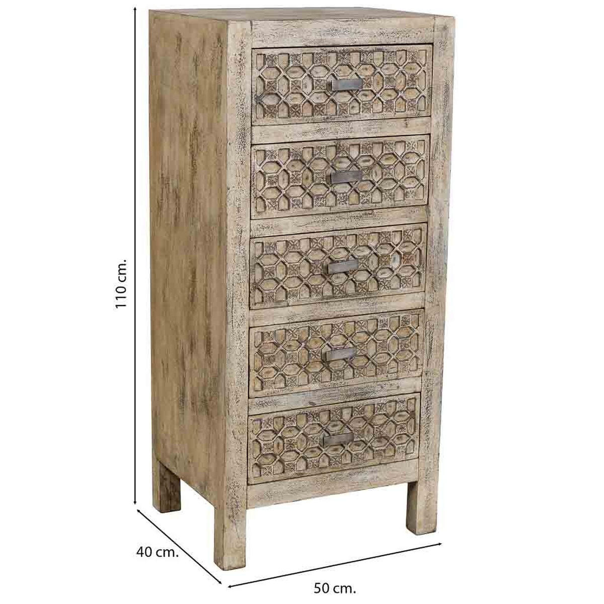 KOMMODE aus holz 50x40x110cm - Grau, Holz (50/110/40cm) - Wanderlust