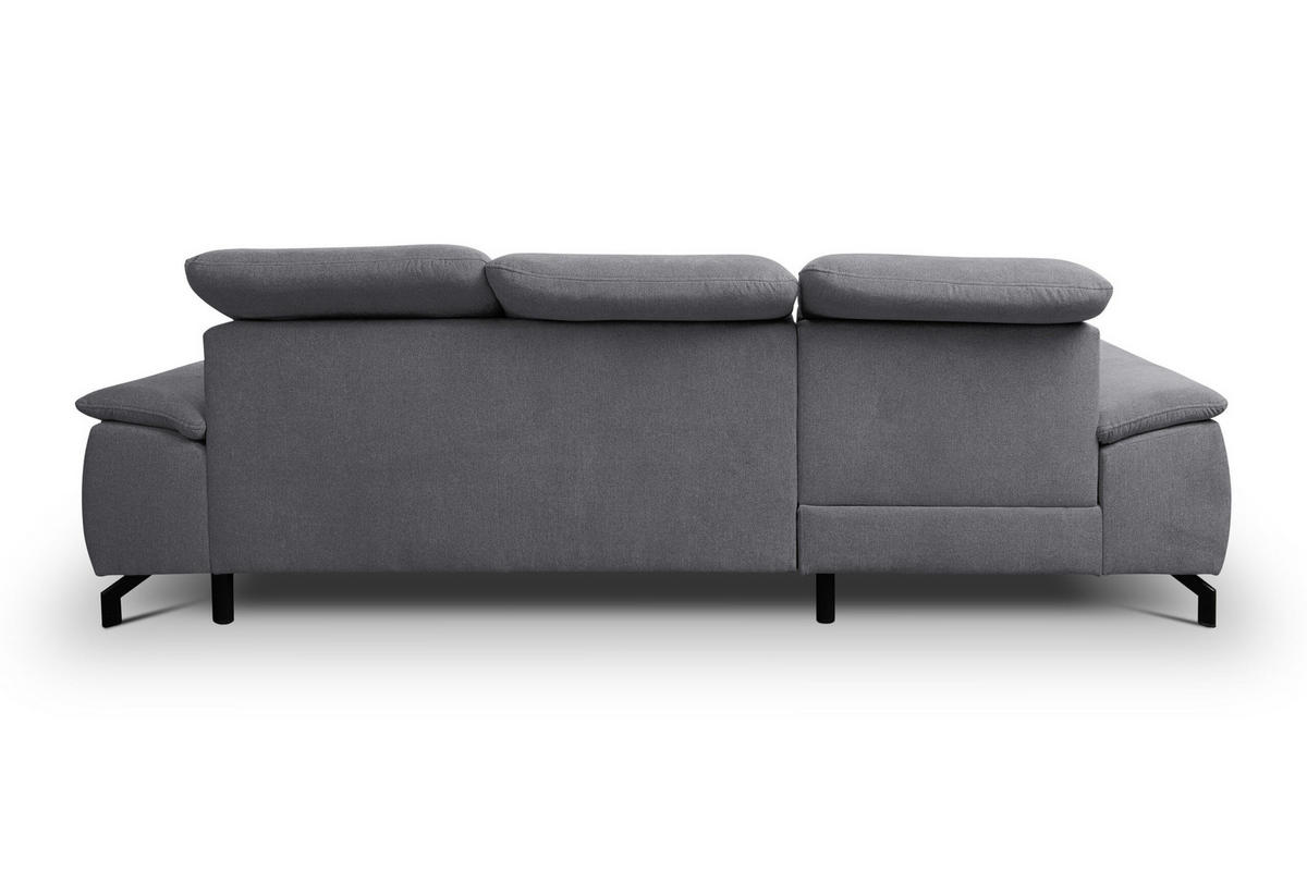 ECKSOFA MALIBU mit Schlaffunktion und Bettkasten, Farbe: Dunkelgrau, Velourstoff, Ottomane Links - Dunkelgrau, Textil (276/184cm) - VENASI MÖBEL