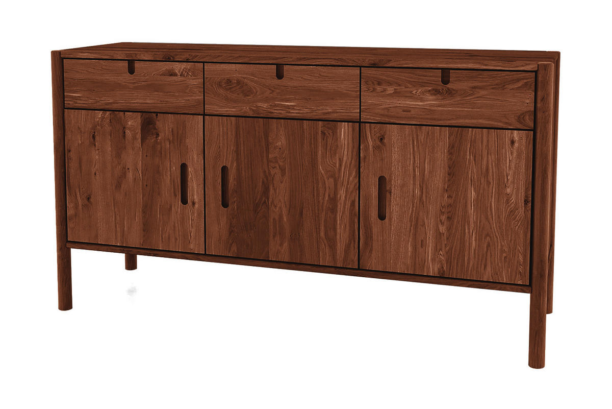 KOMMODE INA Wildeiche - Dunkelbraun, Holz (142/79/46cm) - byoak