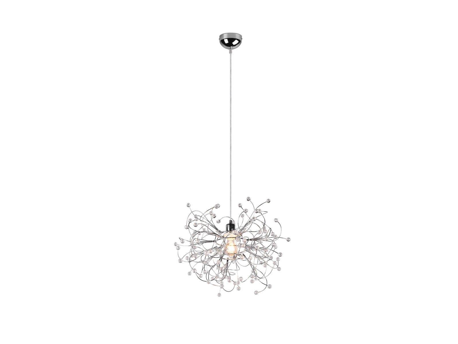 LED-PENDELLEUCHTE Ø52cm, Silber Kristall - Chromfarben/Transparent, Kunststoff/Metall (52/52/150cm) - meineWunschleuchte