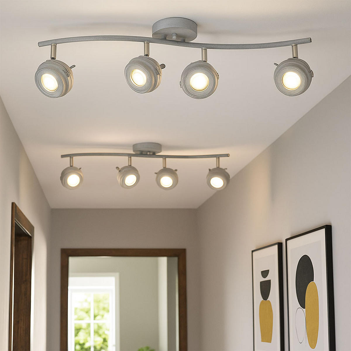 LED DECKENLEUCHTE Metall Grau Antik - Grau, Metall (64/14/16cm) - Globo Lighting