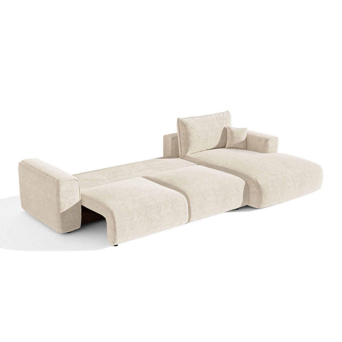 ECKSOFA rechtwinklig COMO Bouclé-Stoff Creme 297cm - Creme, Textil (297/167cm) - Premium Interiors