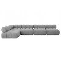 ECKSOFA modulares Sofa Samaro-L3 - 380x190x70 cm Hellgrau Velours - Hellgrau, Holzwerkstoff/Textil (380/190cm) - ALTDECOR