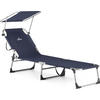 SONNENLIEGE mit Sonnendach, bis 120 kg - Dunkelblau, Textil (60/28/188cm) - Outtec