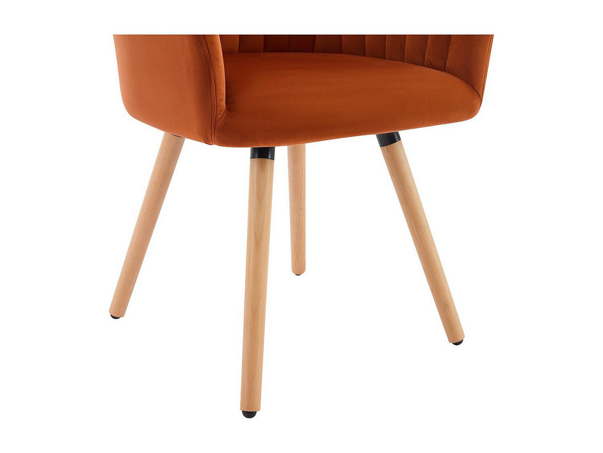 STUHL mit Armlehnen - Samt & Metall in Holzoptik - Terracotta - ELEANA - Braun, Textil (56/85/58cm) - Vente-Unique