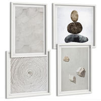 BILDER SET 4er Set - 50x50 cm & 40x60 cm Weißer Rahmen - Sandsteine moderne Farbe - Weiß, Kunststoff (50/50cm) - TULUP