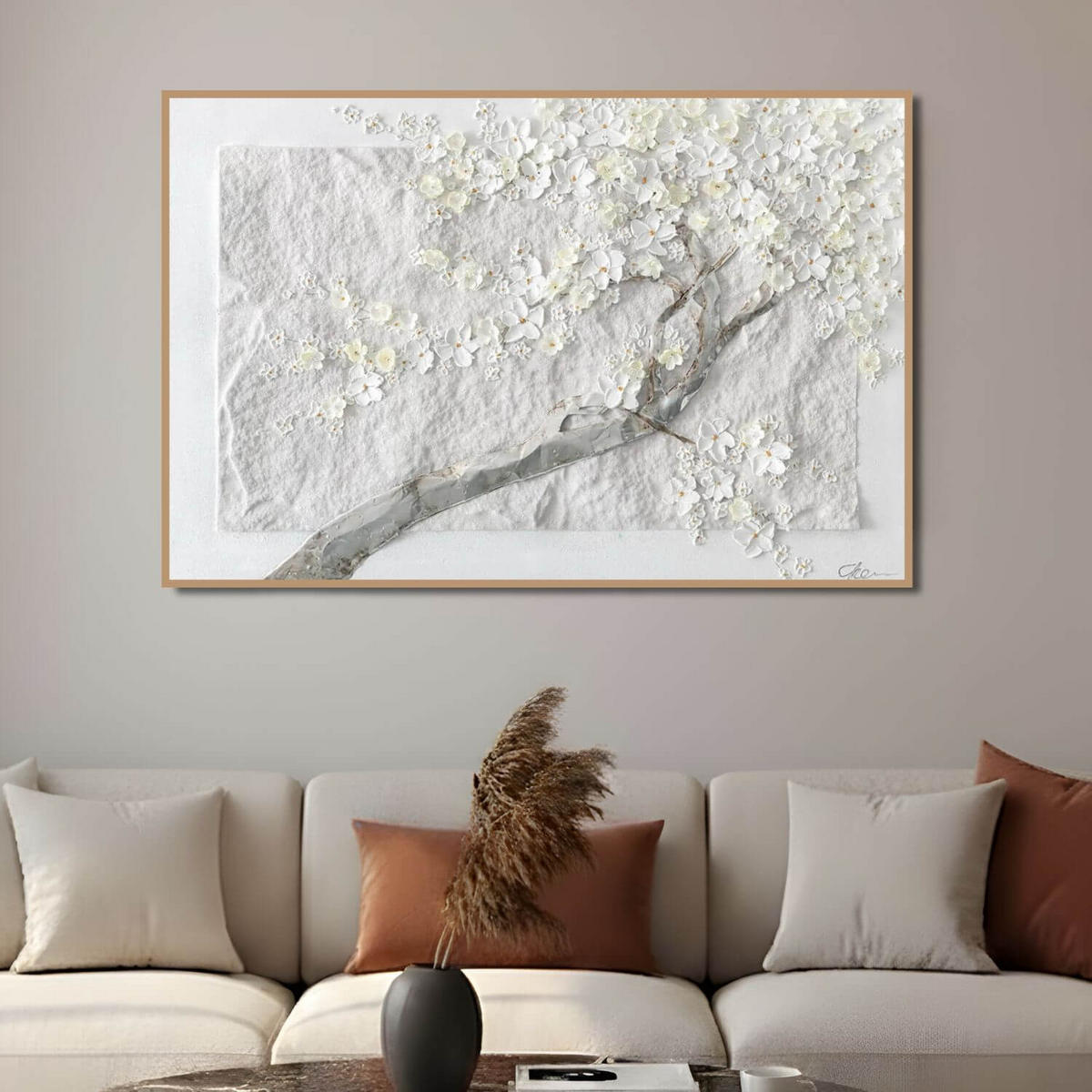 ACRYLBILD HANDGEMALT 90/60 cm - Gelb/Weiß, Holz/Textil (90/60cm) - KUNSTLOFT