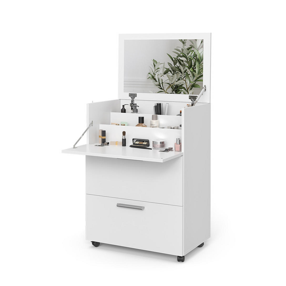 SCHMINKTISCH Hanna Weiß 65.8 cm mit 2 Schubladen - Weiß, Holzwerkstoff (65.8/91.6/41.6cm) - Vicco