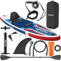 STAND UP PADDLE BOARD Poseidon, Belastbarkeit 200 kg, inklusive Kajak-Sitz, rot/blau - Rot, Kunststoff (320/84/0.4cm) - tectake