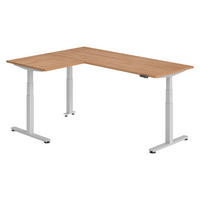ECKSCHREIBTISCH elektrisch höhenverstellbar L-Form 160/200/74 cm in Nussbaumfarben/Silberfarben - Silberfarben/Nussbaumfarben, Holzwerkstoff (160/200/74cm) - bümö