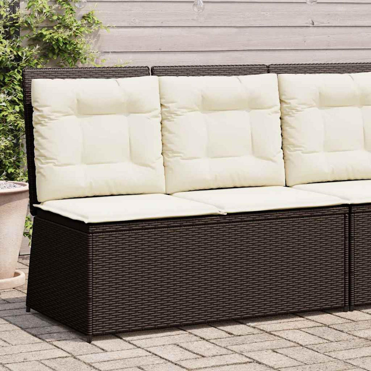 GARTENBANK Verstellbar mit Kissen Braun Poly Rattan - Braun, Kunststoff (95/95/108cm)