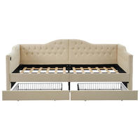 POLSTERBETT 90/200 cm Beige mit USB Type C Ladefunktion und 2 Schubladen, Ohne Matratze - Beige, Textil (90/200cm) - Oxeza