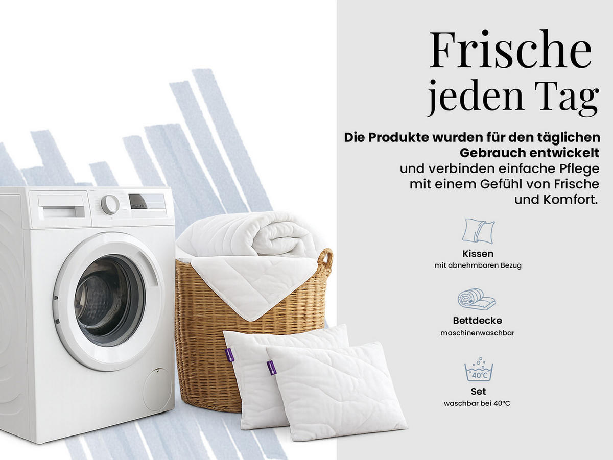 GANZJAHRESBETTDECKE Anti-Stress-Effekt CALIMA 160/200 mit Kopfkissen 40/80 - Weiß, Textil (160/200cm) - MKS