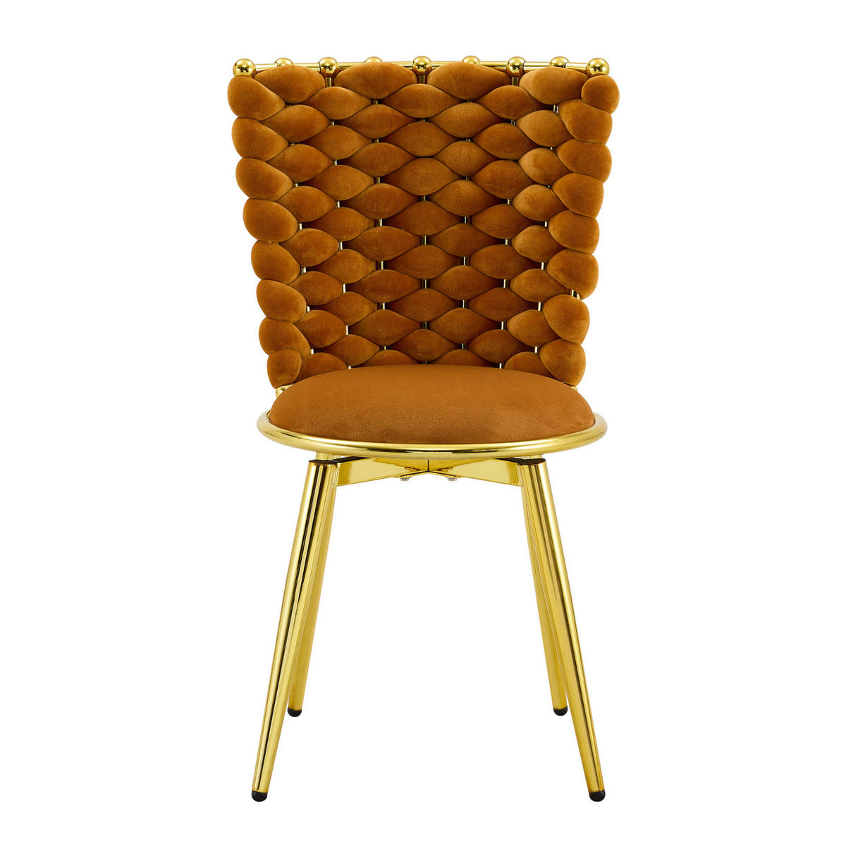 ESSZIMMERSTUHL 2er-Set Samt Orange mit goldfarbenen Beinen - Orange, Metall (50.8/87.63/53.3cm) - Meubliv