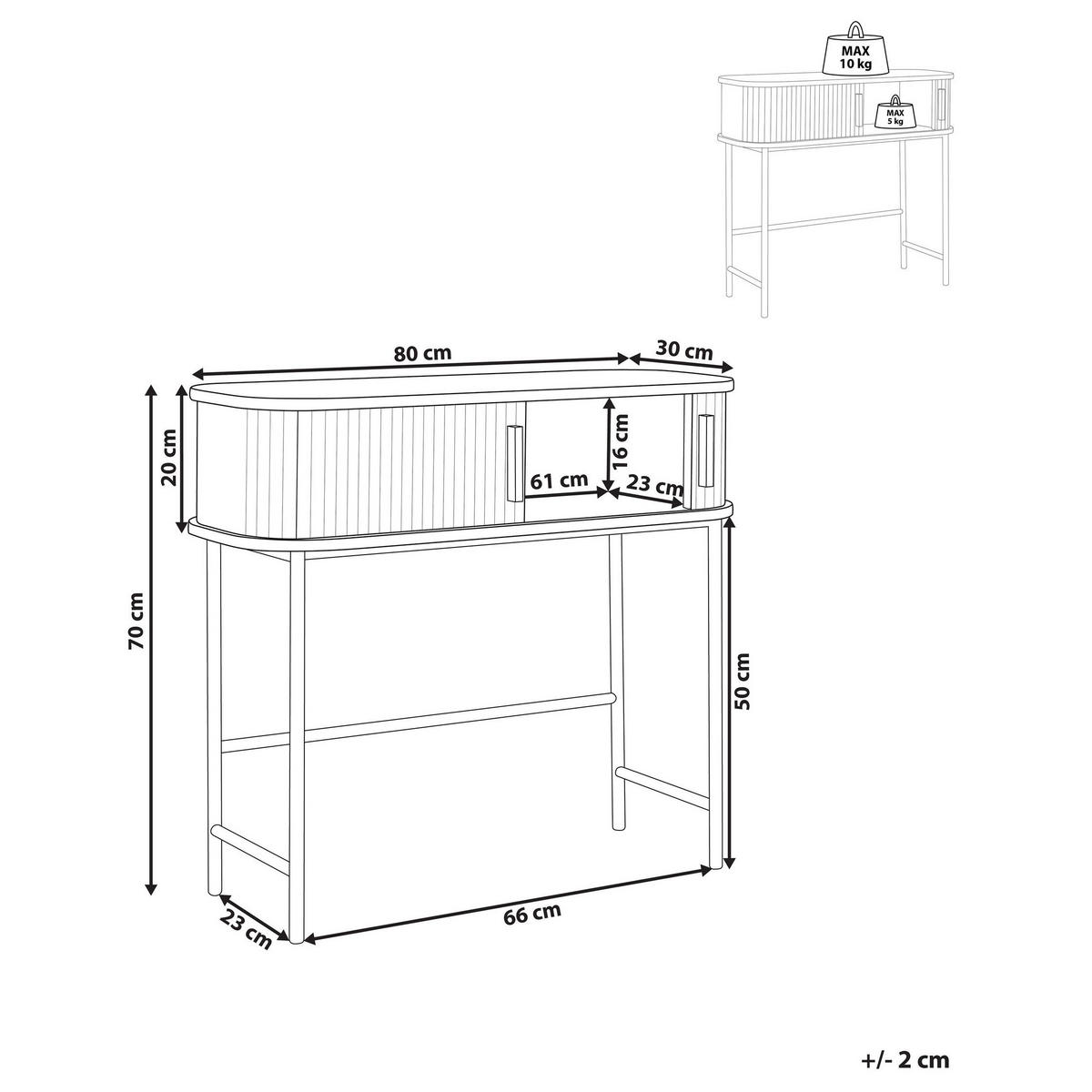 KONSOLENTISCH Schwarz Bradley - Schwarz, Holzwerkstoff (80/70/30cm) - Beliani