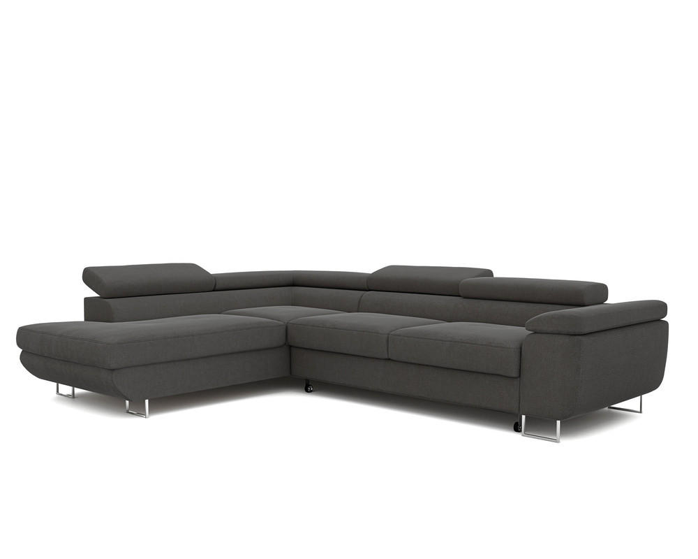 ECKSOFA ANTON mit Schlaffunktion und Bettkasten Anthrazit - Anthrazit, Holzwerkstoff/Kunststoff (274/203cm) - Idohome