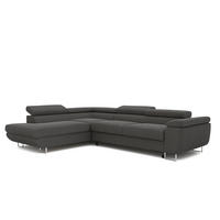ECKSOFA ANTON mit Schlaffunktion und Bettkasten Anthrazit - Anthrazit, Holzwerkstoff/Kunststoff (274/203cm) - Idohome